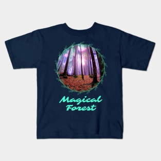 Ilustracion de bosque magico hecho por una I.A Kids T-Shirt
